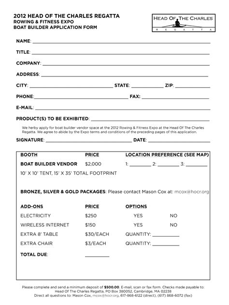 Boat Builder Application Head Of The Charles Regatta Hocr Form Fill Out And Sign Printable Pdf