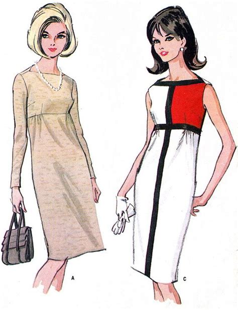 Mccalls 1960s Mod Dress Pattern 34 Bust Womens A Line Dress Size 12