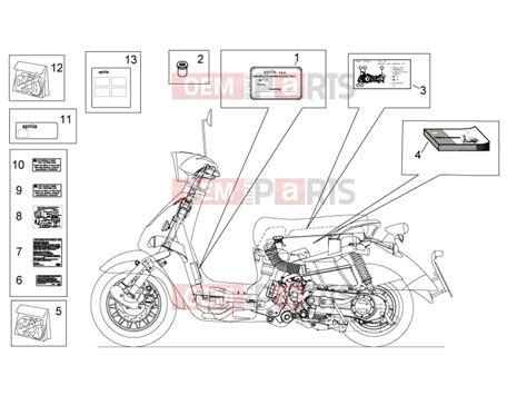 Aprilia Mojito Habana Frame Plate Set Decal Op Handbooks