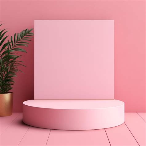 Premium Photo Realistic D Cylinder Pedestal Pink Podium Background