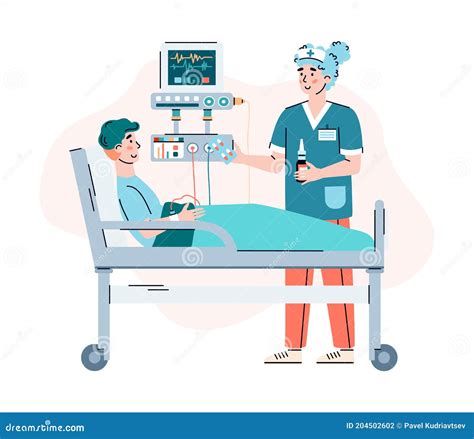 Doctor Character Advising Patient In Hospital Cartoon Vector