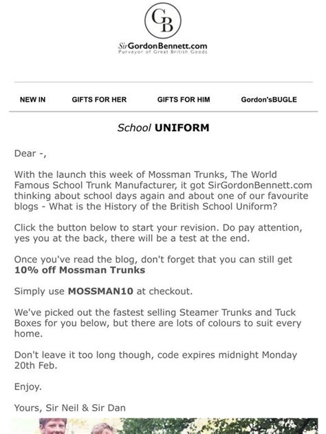 SirGordonBennett.com: The History of British School Uniform | Milled