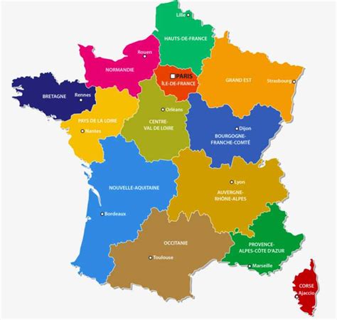 France Regions and Capitals List and Map, Regions of France