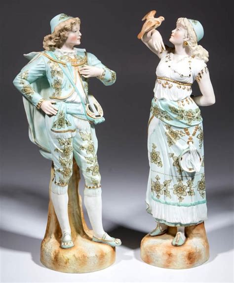 German Large Bisque Gypsy Ceramic Figures Lot Of Two Invaluable