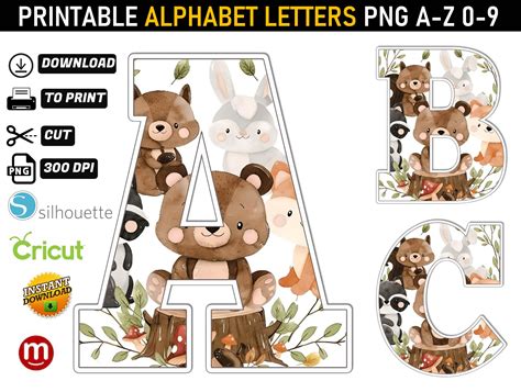 Woodland Alphabet Letters Png MR ALPHABETS