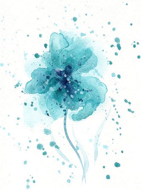 Turquoise Flower Print Abstract Flower Turquoise Art Turquoise ...