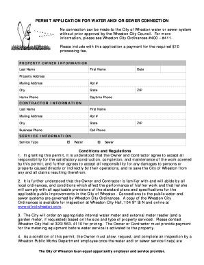 Permit Application For Water Andor Sewer Connection Form Fill Out And