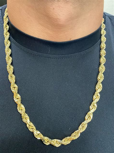 14k 8 5mm Solid Gold Rope Chain Thick Classic Gold Rope Chain Mens