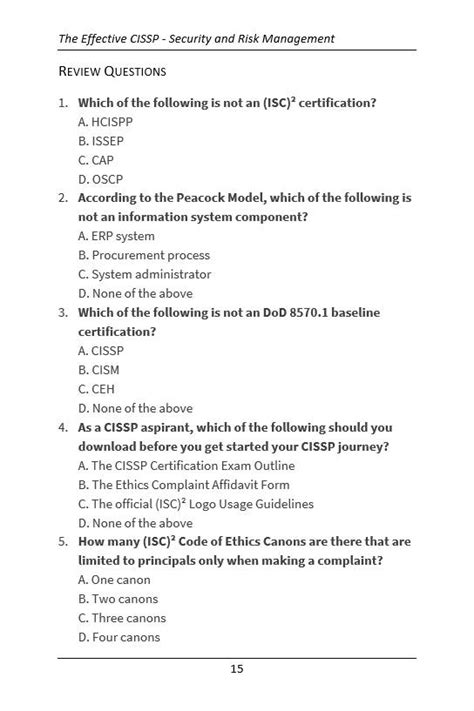 Review Questions Chapter 1 By Wentz Wu Issap Issep Issmp Cissp