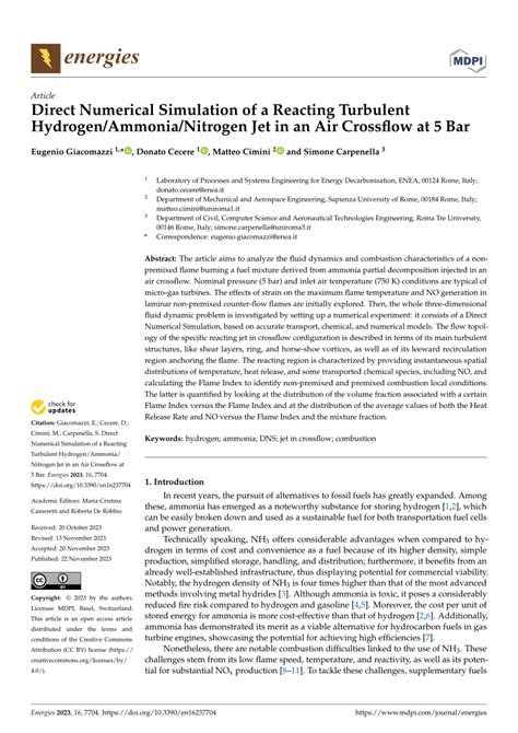 PDF Direct Numerical Simulation Of A Reacting Turbulent Hydrogen