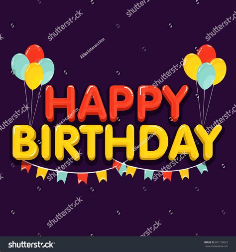 3d Happy Birthday Text Design Colorful Stock Vector Royalty Free