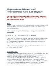 Chemistry Lab Report Docx Magnesium Ribbon And Hydrochloric Acid Lab