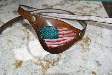 Us Flag Distressed Leather Eye Patch With Adjustable Buckle Etsy