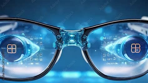 Artificial Intelligence Ai Technology Reflection In Pair Of Digital Eyeglasses Overlaid With