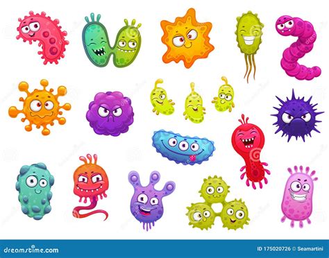 Bacteria Smiling Pathogen Microbes And Viruses Stock Vector