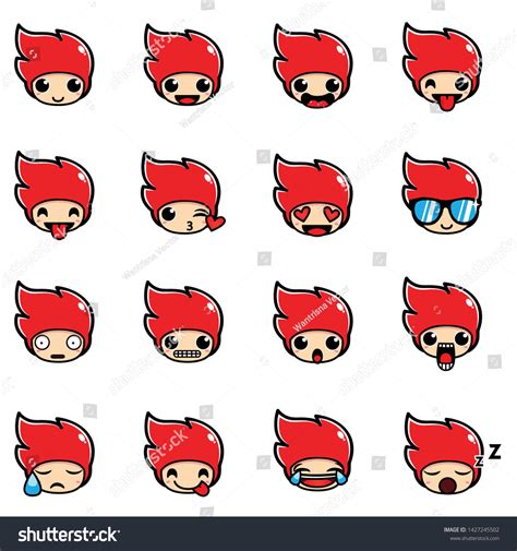 Cute Face Character Design Simple Mascot Stock Vector (Royalty Free ...