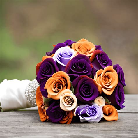 Burnt Orange and Purple Roses Wedding Graphic · Creative Fabrica