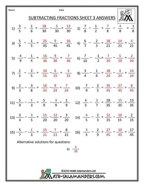 Answer Key For Math Th Grade Math Worksheets With Answer Ke