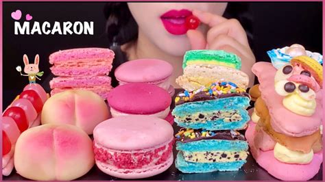 Asmr Macaron Dessert Jelly Peach Manju Cake Mukbang 마카롱 딸기빼빼로 젤리 복숭아만쥬 마카롱케익 먹방 Youtube