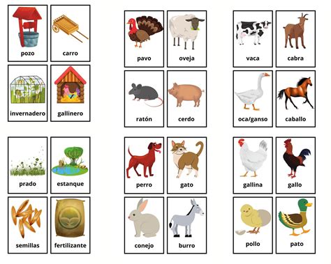 Spanish Farm Vocabulary Flashcards Learning Spanish Homeschool