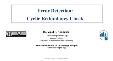 Cyclic Redundancy Check Approach For Error Detection Ppt