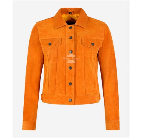 Women Trucker Jacket Classic Western Shirt Style Suede Leather Jacket Boutique England