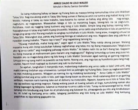 1 Ano Ang Pamagat Ng Kuwento 2 Saan Namumuhay Sina Lolo Waldo At