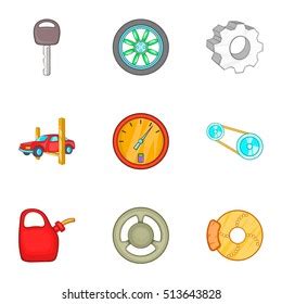 Auto Spare Parts Icons Set Cartoon Stock Vector Royalty Free