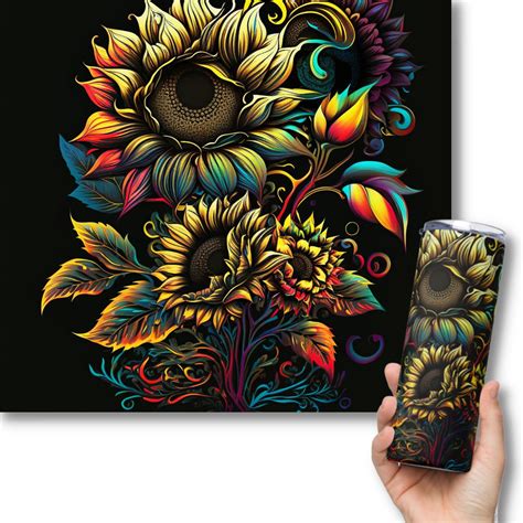 Alcohol Ink Sunflowers 20oz Sublimation Tumbler Designs Neon Etsy