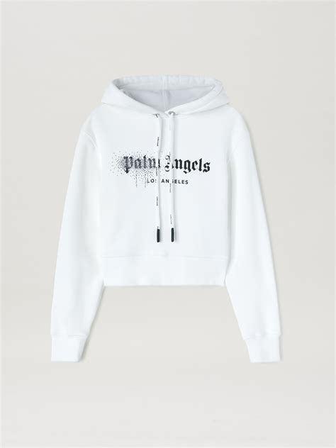 Rhinestone Sprayed Logo Hoodie In White Palm Angels® Official