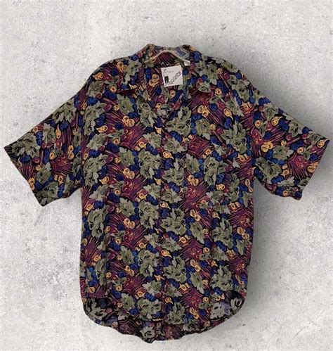 GOOUCH Vintage Rayon Short Sleeve Button Down Shirt A Gem