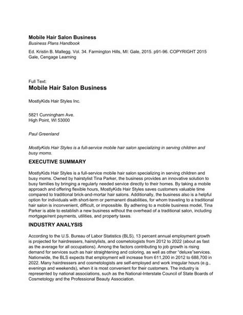 Hair Salon Business Plan Template