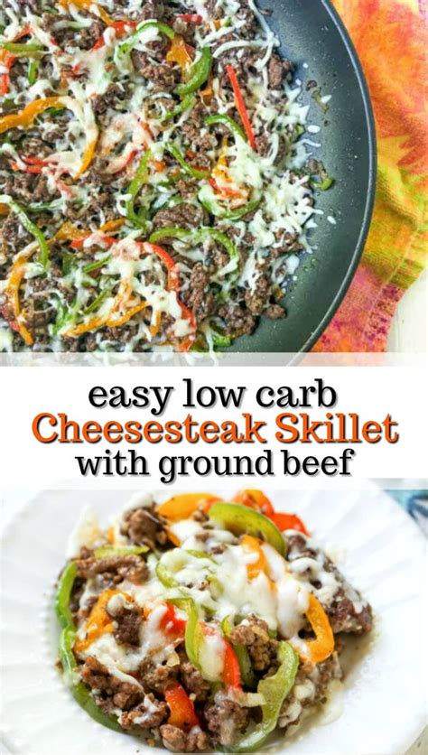 Low Carb Philly Cheesesteak Skillet Using Ground Beef In Only