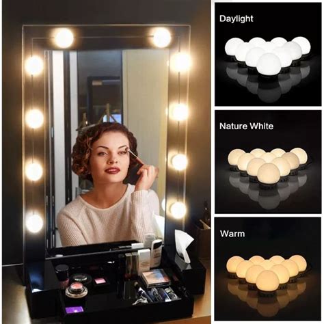 10 LED Mirror Lights Make Up Vanity Mirror Light with 10 Light Bulbs ...