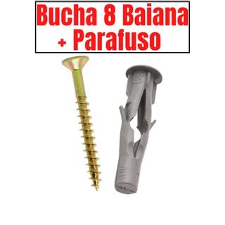 Bucha 8mm Baiana Para Tijolo E Bloco Parafuso Kit Bucha FU 8 Para