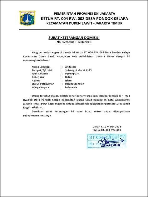 Contoh Surat Keterangan Domisiliword Surat Keterangan Desain