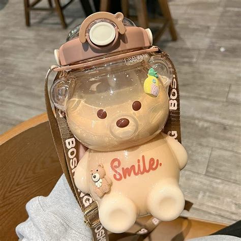 Amazon Aetygh 34oz Kawaii Straw Bottle Water Bottle Cute Bear