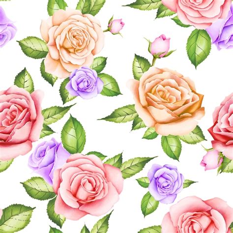 Premium Vector Watercolor Floral Rose Seamless Pattern