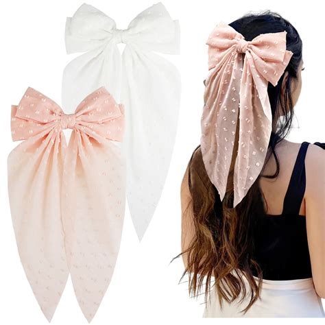 Chiffon Bow Hair Clip Para Mulheres E Meninas Headband Simples Acess