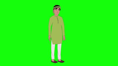 Indian Village Man Cartoon Character Lip Sync Animation Loop Video