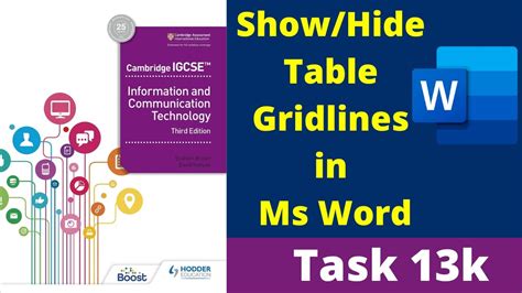 Task 13k Show Hide Table Gridlines In Ms Word Document Chapter 13 Layout Youtube