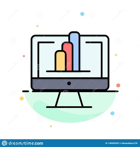 Computer Monitor Shirt Graph Abstract Flat Color Icon Template Stock