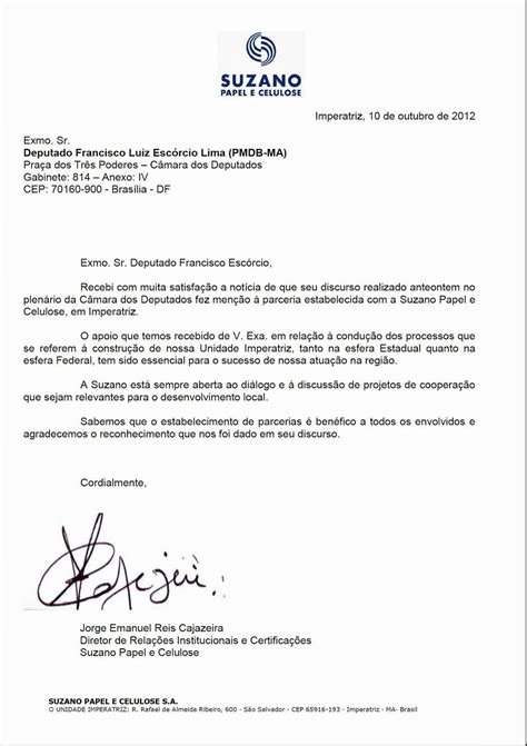 Modelo De Carta Agradecimento FDPLEARN