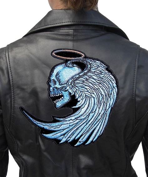 Blue Angel Skull Halo Wings Lady Rider Embroidered Biker Patch