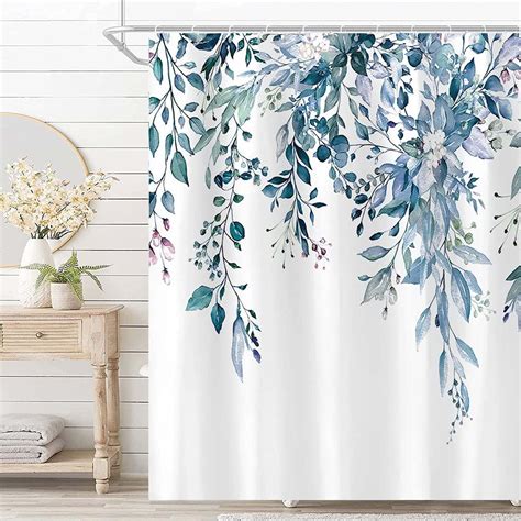 Refresh Your Bathroom With A Blue Eucalyptus Watercolor Floral Shower