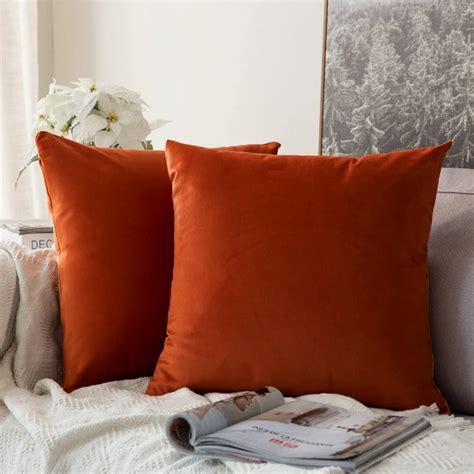 Miulee Pack Of 2 Burnt Orange Pillow Covers 18x18 Inch Soft