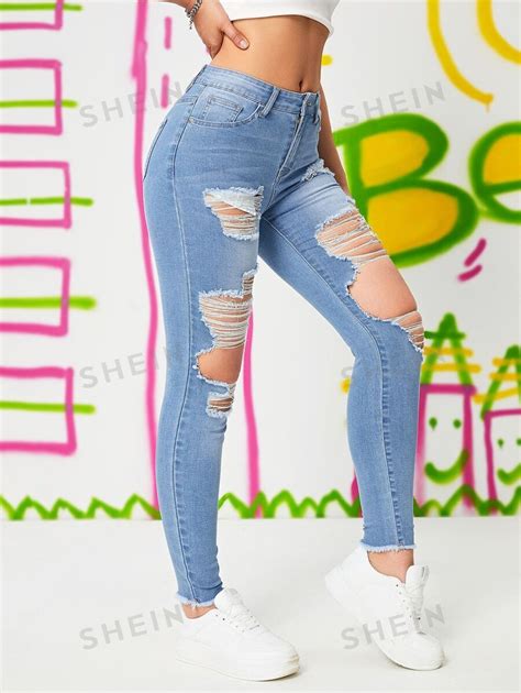 Shein Jean Skinny D Chir D Coupe Mode En Ligne Shein France