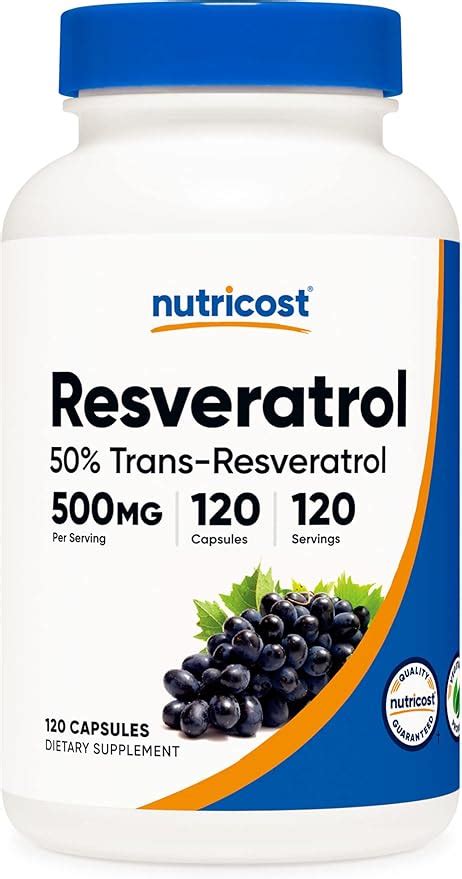 Nutricost Resveratrol 500mg 120 Capsules 50 Trans Resveratrol