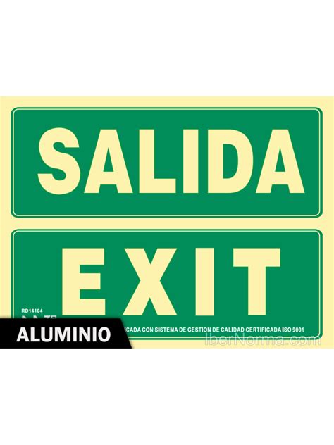 Señal Aluminio Salida EXIT Spanish English NMZ Normaluz