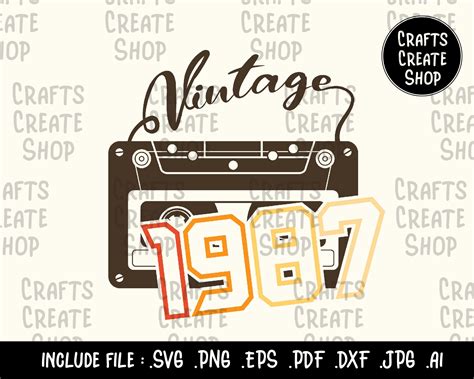 Vintage 1987 Kassette Tape Retro Jahr Geburtstag Svg Tape Kassette